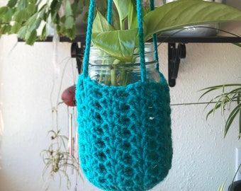 Crochet Mason Jar Plant Hanger, Plant Hanger, Home Décor, Plant Lover Gift, Plant Hanger Indoor, Plant Propagation Station