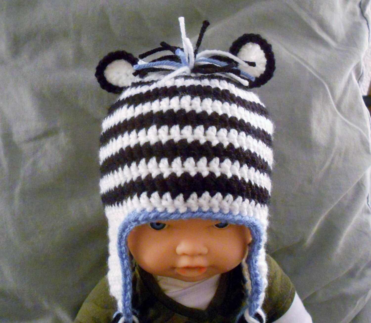 Crochet Zebra Earflap Hat Boys or Girls Baby Child and Etsy