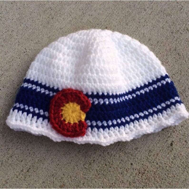 Crochet Scalloped Edge Colorado Hat Baby, Child, Teen, Adult sizes, Colorado hat, Colorado flag hat, Colorado Beanie image 2