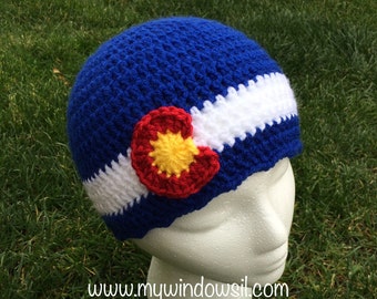 Crochet Scalloped Edge Colorado Hat- Baby, Child, Teen, Adult sizes, Colorado hat, Colorado flag hat, Colorado Beanie