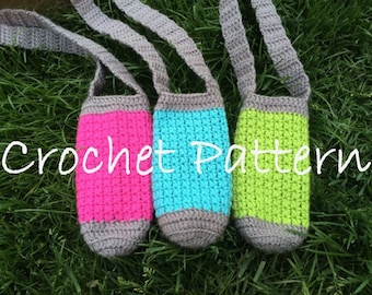 PATTERN PDF Crochet Water Bottle Holder, Bottle Buddy, Hiking Helper, Crochet Bottle Pattern