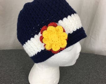 Crochet Signature Colorado Flower Beanie- Baby, Child, Teen, Adult sizes, Colorado hat, Colorado flag hat, Colorado Hat, Ski,