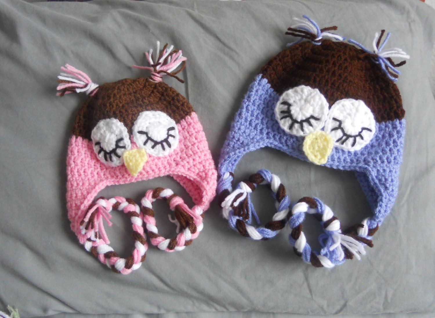 Crochet Sleepy Owl Earflap Hat -Baby, Toddler, Child, Teen and Adult Sizes