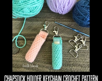 PATTERN PDF Crochet Chapstick Holder,Crochet Keychain, Lip Balm Keychain, Lip Balm, Crochet Pattern, Beginner Crochet Pattern