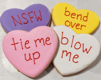 Naughty Conversation Heart Valentine Cookies (1 dozen)