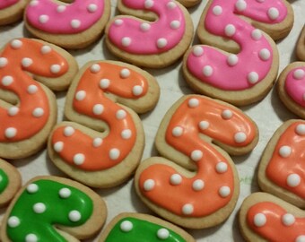Mini Number Cookies - Polka Dots (3 dozen)
