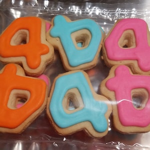 Mini Number / Letter Cookies - Solid (2 dozen)