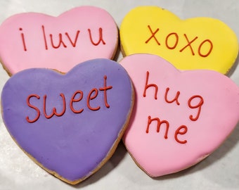 Nice Conversation Heart Valentine Cookies (1 dozen)