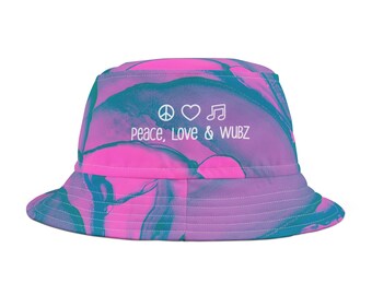 Peace & Love Rave Hat by Crafts by Sandy Peace Love and Wubz (version 3) Bucket Hat / Festival Hat  main image 3