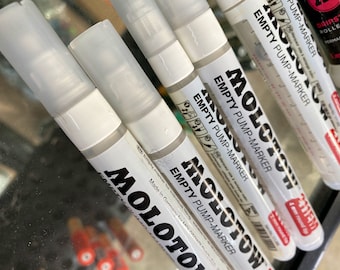 Empty Molotow Marker 211EM--For Custom Acrylic Paint Colors--bullet tip--4mm medium tip--calligraphy--graffiti-lettering--Tags--Handstyles--