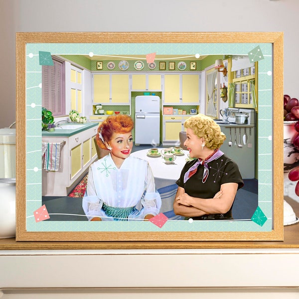 Impression Lucy et Ethel, cadeau tv classique, décoration de cuisine, art rétro