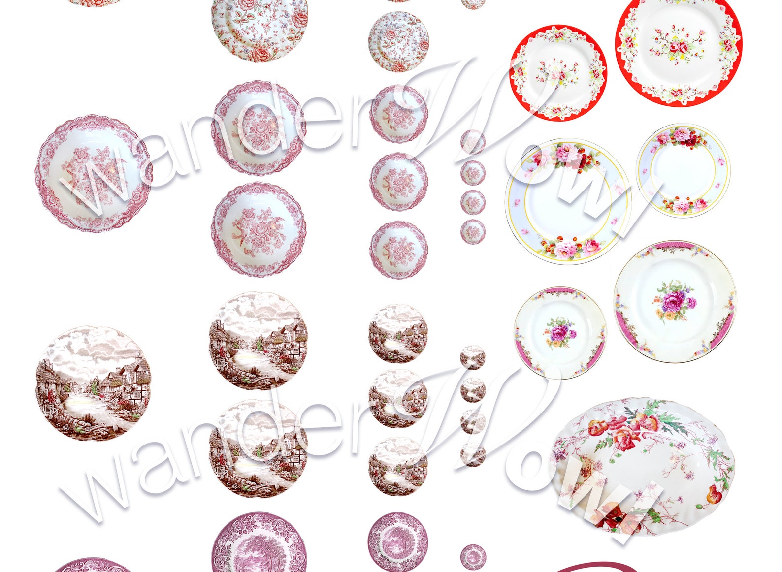 Miniature Dish Patterns, Instant Download, Dollhouse Plates, 12 ...