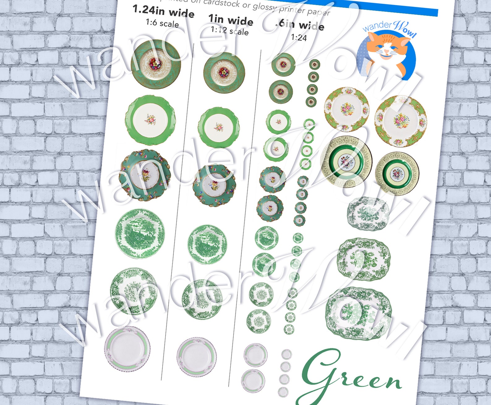 Miniature Dish Patterns, Instant Download, Dollhouse Plates, 12 ...