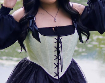 Corset stays witchy renaissance Baroque bodice cottagecore in Jacquard fabric