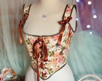 CUSTOM Cottagecore Renaissance floral corset stays, choose between different fabric patterns