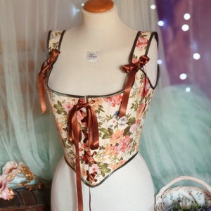 CUSTOM Cottagecore Renaissance floral corset stays, choose between different fabric patterns