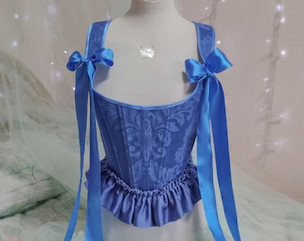Corset Stays Bodice Romantic and elegant royalcore blue corset with ruffles