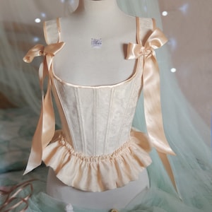 Cottagecore Corset stays with ruffles - Romantic rococo renaissance bodice