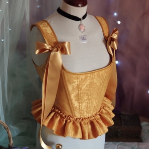 Corset stays CUSTOM Romantic bodice in Jacquard fabric with ruffles - Princess core aesthetic vintage fahion