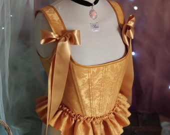 Corset stays CUSTOM Romantic bodice in Jacquard fabric with ruffles - Princess core aesthetic vintage fahion