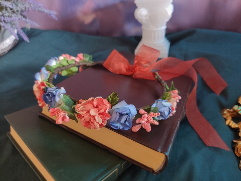 Cottagecore Flower Crown Ren Faire Wedding Flower Headband Etsy