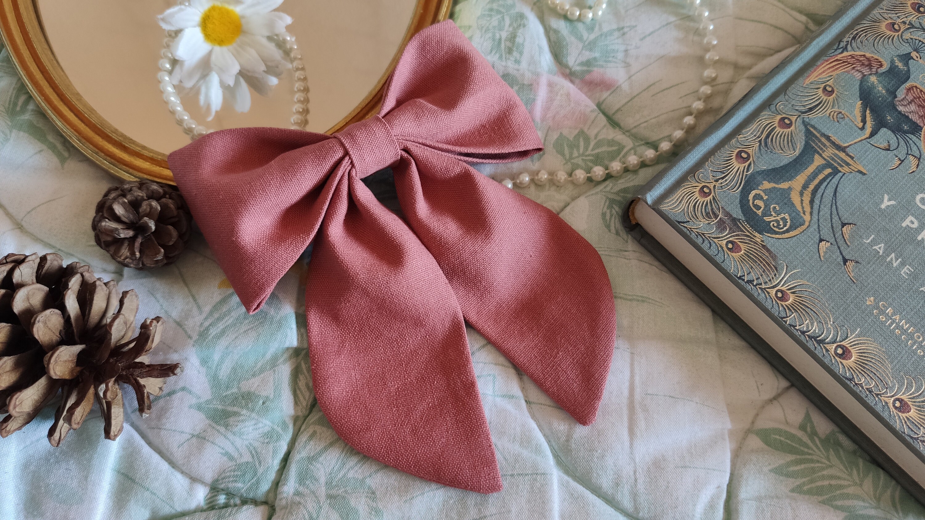 Handmade Cottagecore Festival Ribbon Hair Bow: Lace Boho Clip-In Streamer Cottagecore Hair Bows - Etsy main image 4