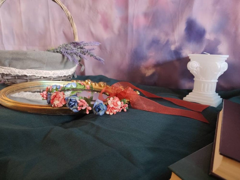 Cottagecore Flower Crown Ren Faire Wedding Flower Headband Etsy