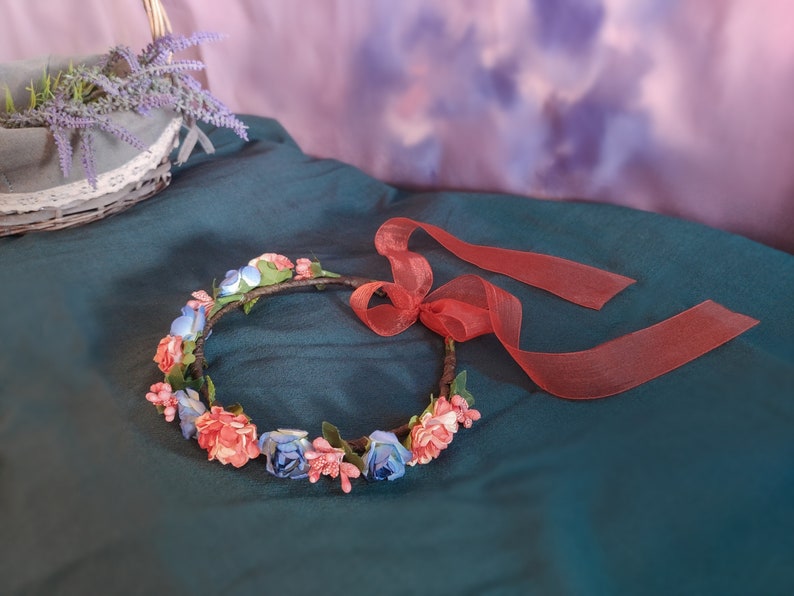 Cottagecore Flower Crown Ren Faire Wedding Flower Headband Etsy