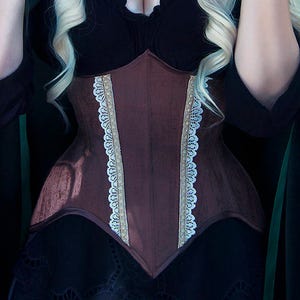 Corset marrón underbust efecto madera - waist training - steampunk - fantasía - Talla S