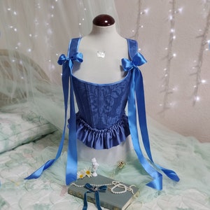 Corset stays CUSTOM Romantic bodice in Jacquard fabric with ruffles Princess core aesthetic vintage fahion image 4