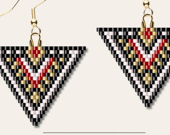 Triangle Brick Stitch Earring Pattern, Delica Seed Bead Graph (PDF)