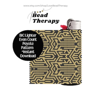 Abstract Beaded Lighter Pattern, Even Count Peyote Stitch, Seamless Lighter Cover Pattern