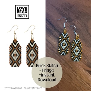 Brick Stitch Beaded Earrings Pattern, Delica Beading Pattern, Seed Bead Graph, Jewelry Pattern Earrings, PDF Bead Pattern