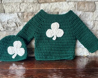 Irish Baby Sweater Set / Irish Baby Keepsake / Newborn Irish Gift / Irish Hat and Sweater