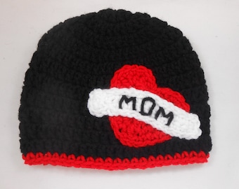 Crochet Tattoo Heart Boy Valentine Hat, Newborn Photo Prop