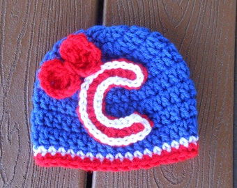 Cubbie Blue Crocheted Hat / Newborn Photography Prop / Newborn Chicago Cubs inspired Beanie