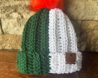 Handmade Irish Crochet Baby Hat with PomPom