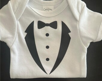 Newborn Tuxedo Bodysuit: Ring Bearer Outfit