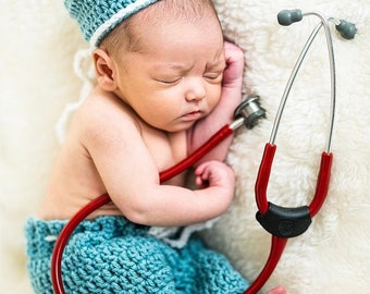 Crochet Baby Scrubs Costume, Newborn Doctor Outfit