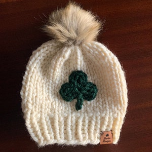 Irish Knit Hat /  Irish Baby Gift / Irish Baby Shower Gift / Shamrock Knit Hat