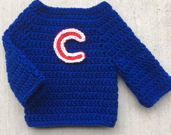 Crochet Chicago Cubs Sweater, Newborn Fan Gift