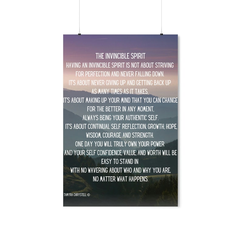 The Invincible Spirit Affirmation Inspirational Wall/word Art Poster Etsy