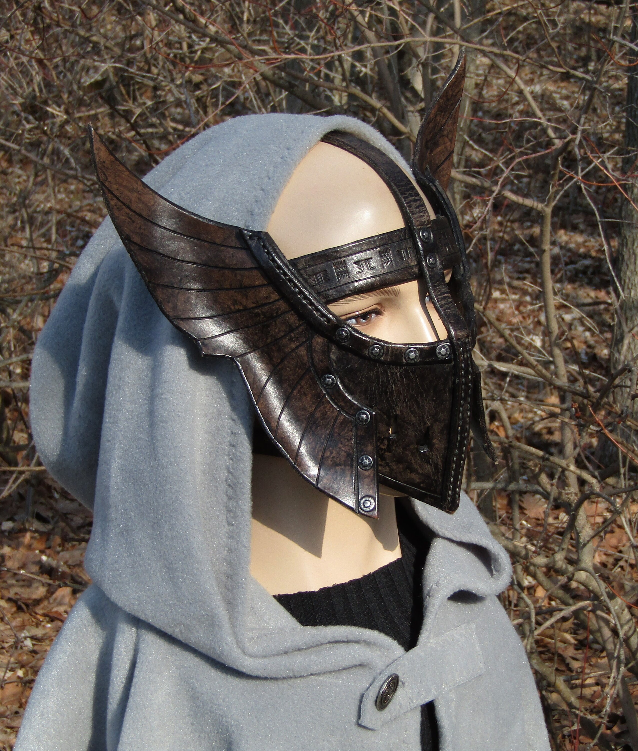 Skyrim Inspired Steel Plate Helmet In Leather Nord Mask Dragon
