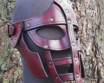 Skyrim Inspired Leather Mask Oxblood Dragon Monster Guard Roman Imperial Noble Hunter Cosplay LARP
