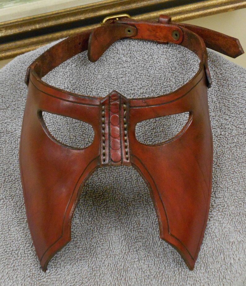Brown Leather Roman Renaissance Mask Made To Order Gladiator Etsy