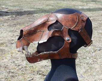 Leather Bear Skull Mask Wearable Art Made To Order Apocalyptic Borderlands Skeleton Animal Spirit LARP Cosplay