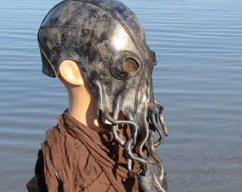 Cthulhu Leather Mask Made To Order Steampunk Halloween Costume Titan of the Sea Post Apocalyptic Cosplay LARP