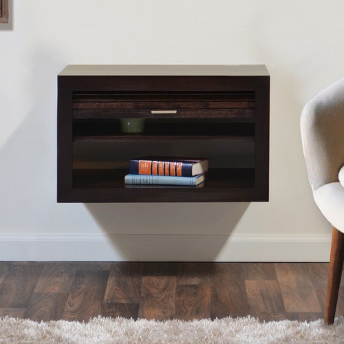 Wall Mount Floating End Table Nightstand ECO GEO Espresso Etsy