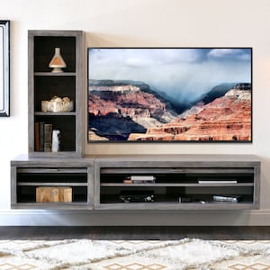 Floating TV Stand Wall Mount Entertainment Center - ECO GEO - Lakewood Gray