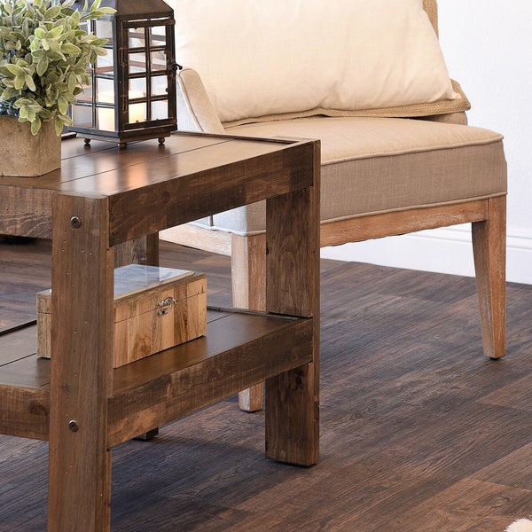 Rustic End Table Wood Side Table - presEARTH Spice
